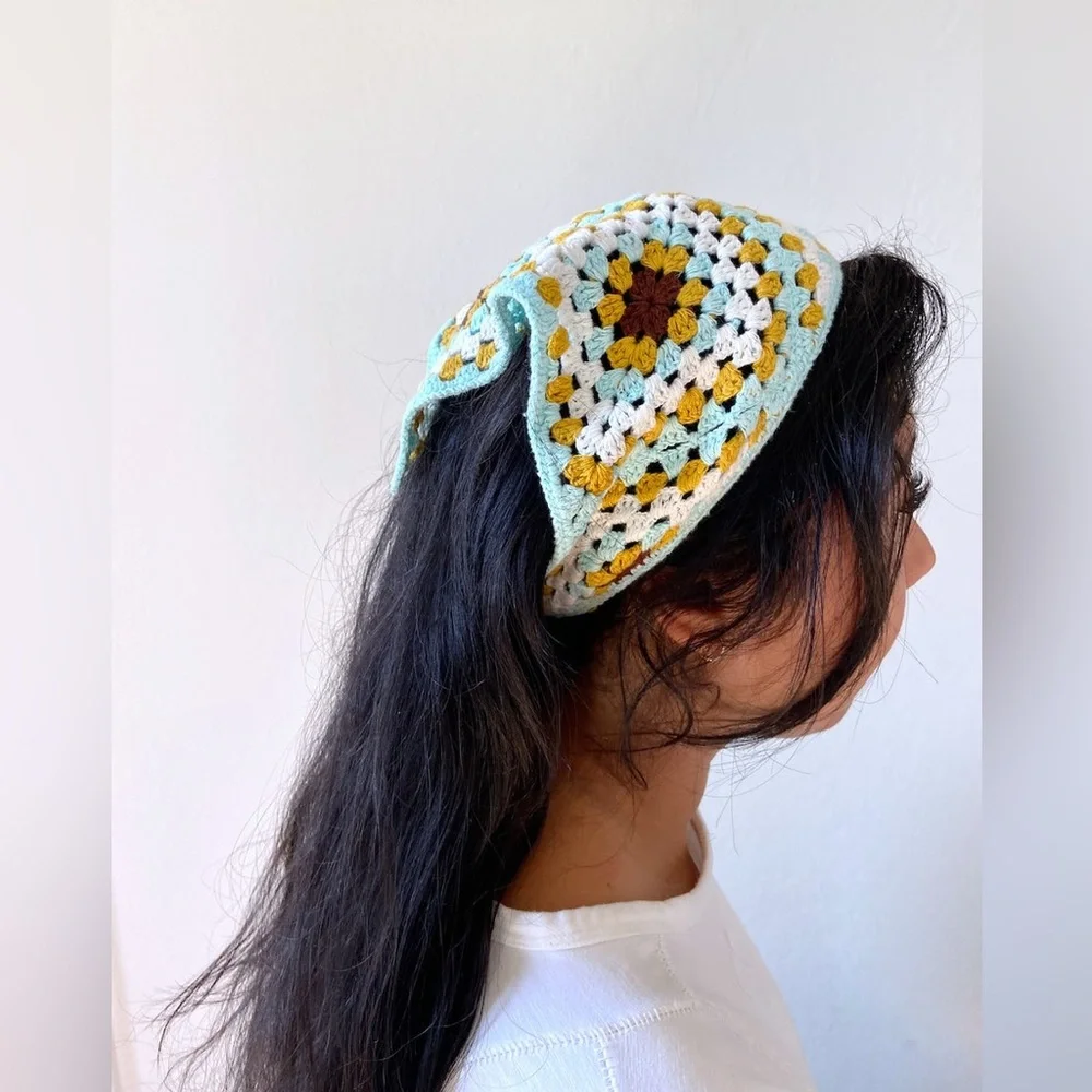 Floral Crochet Hair Scarf